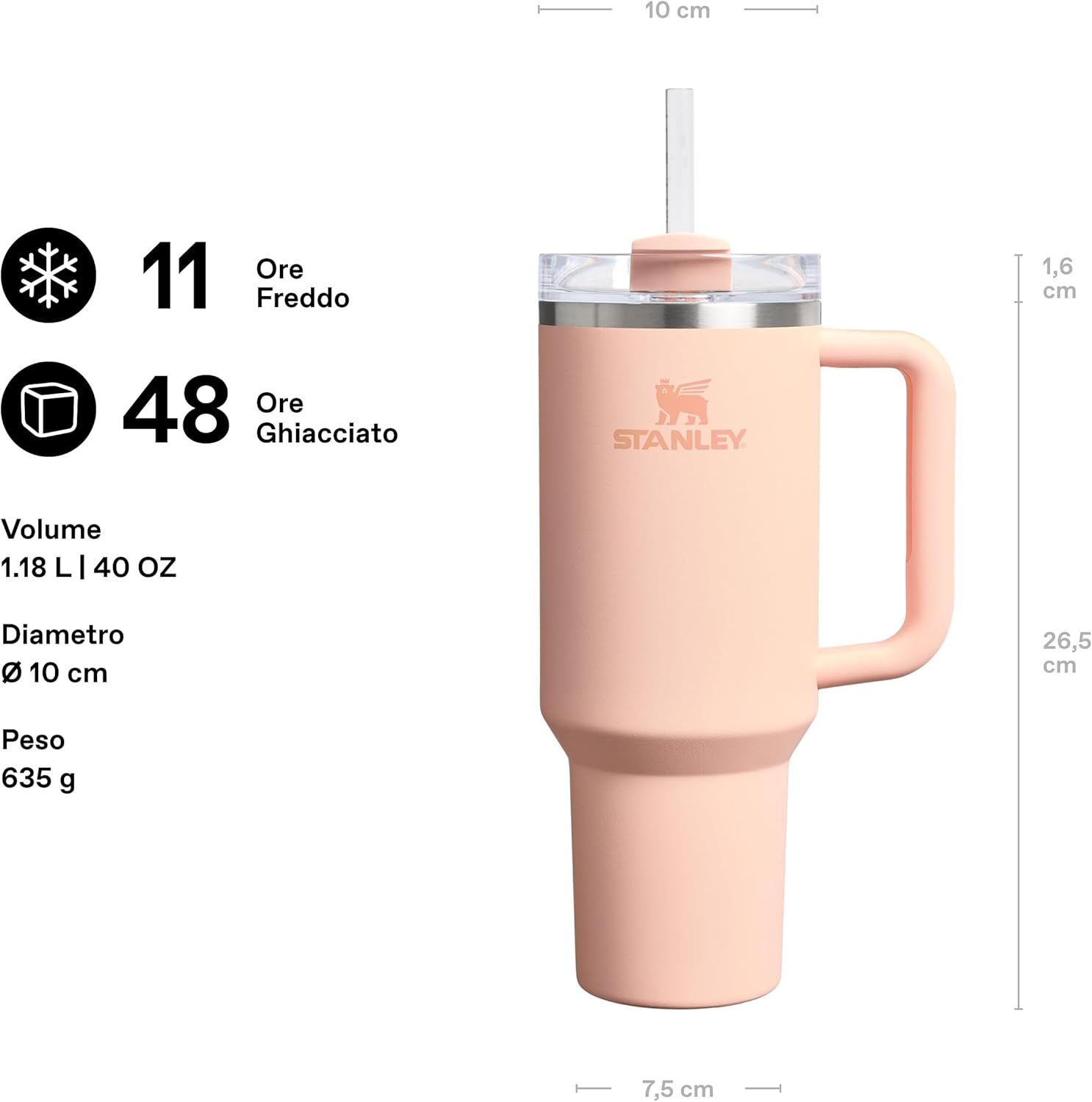 Thumbnail 1 de STANLEY 1913 Quencher H2.0 FlowState con cannuccia 1,2L (arancia Orange Cream) – tazza termica con manico