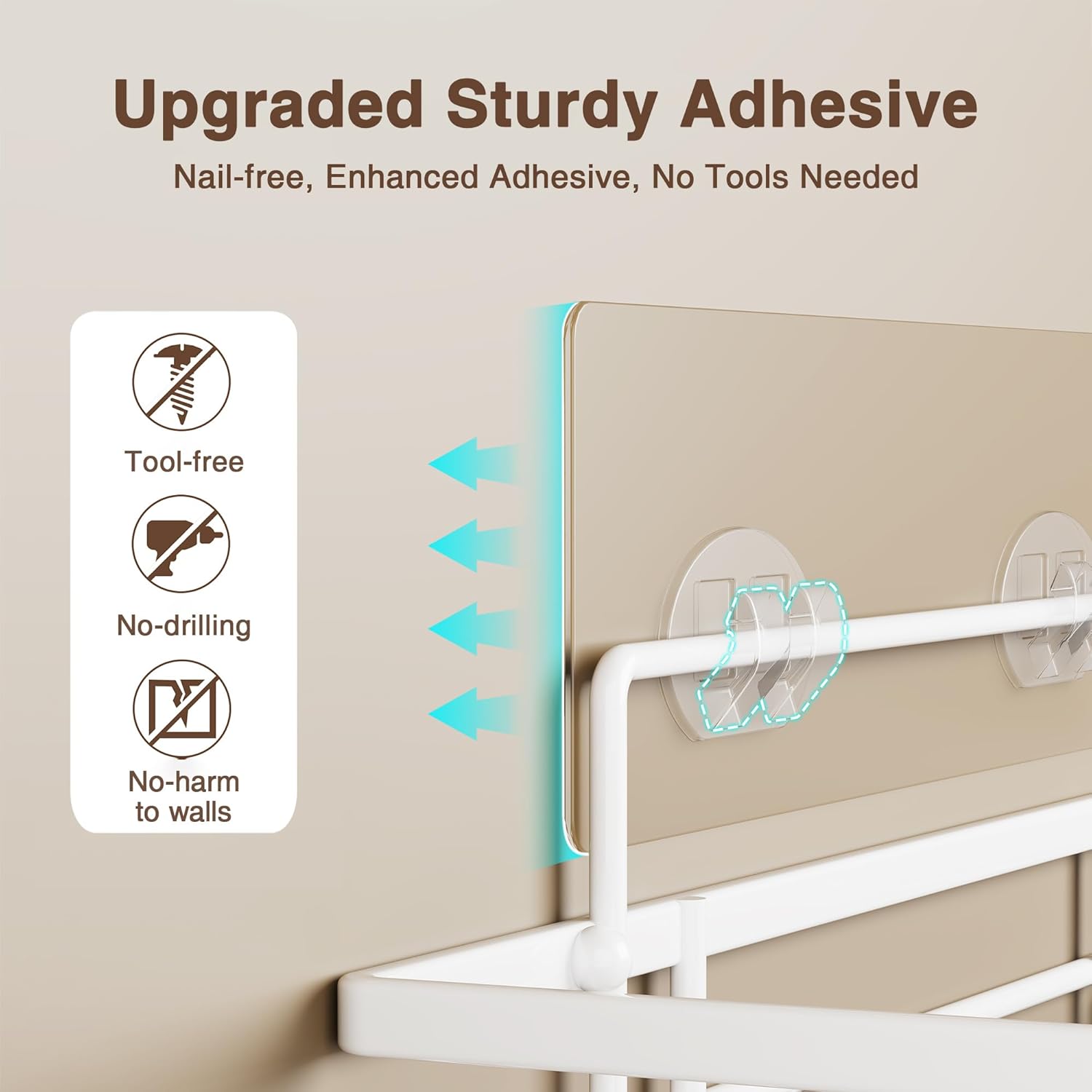 Thumbnail 3 de Saffruff Shower Caddy Bathroom Shelf Organiser – White 2-Pack with Adhesive Mounts