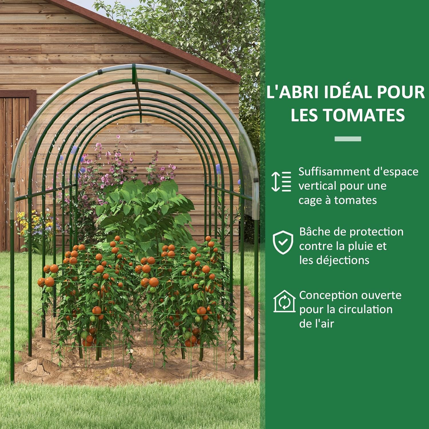 Thumbnail 2 de Outsunny Serre de Jardin – Serre à tomates 600 x 123 x 171 cm, cadre acier et bâche renforcée, transparente