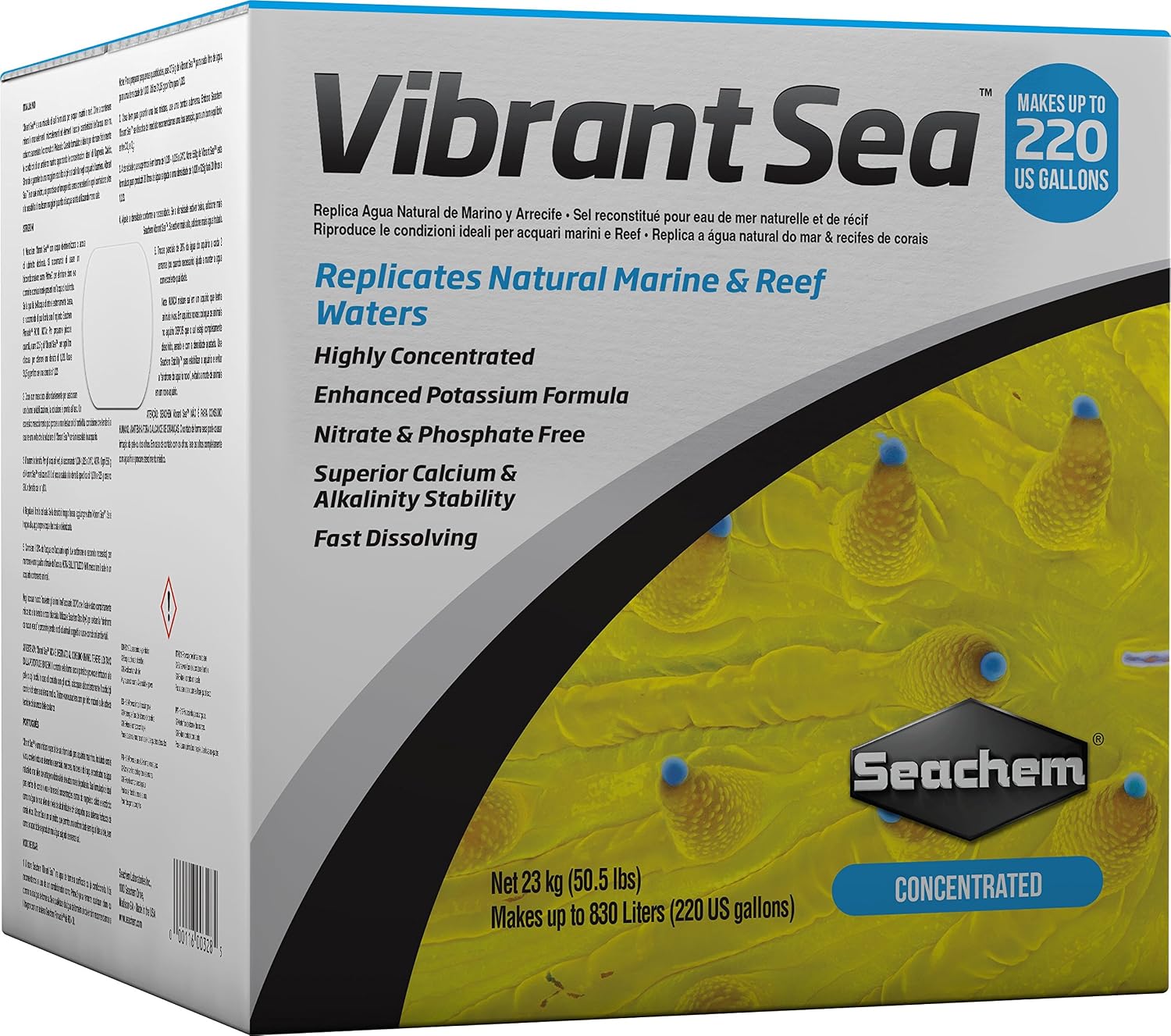 Detalle de Seachem Vibrant Sea – skoncentrowana sól morska do akwarium rafowego, 60 l