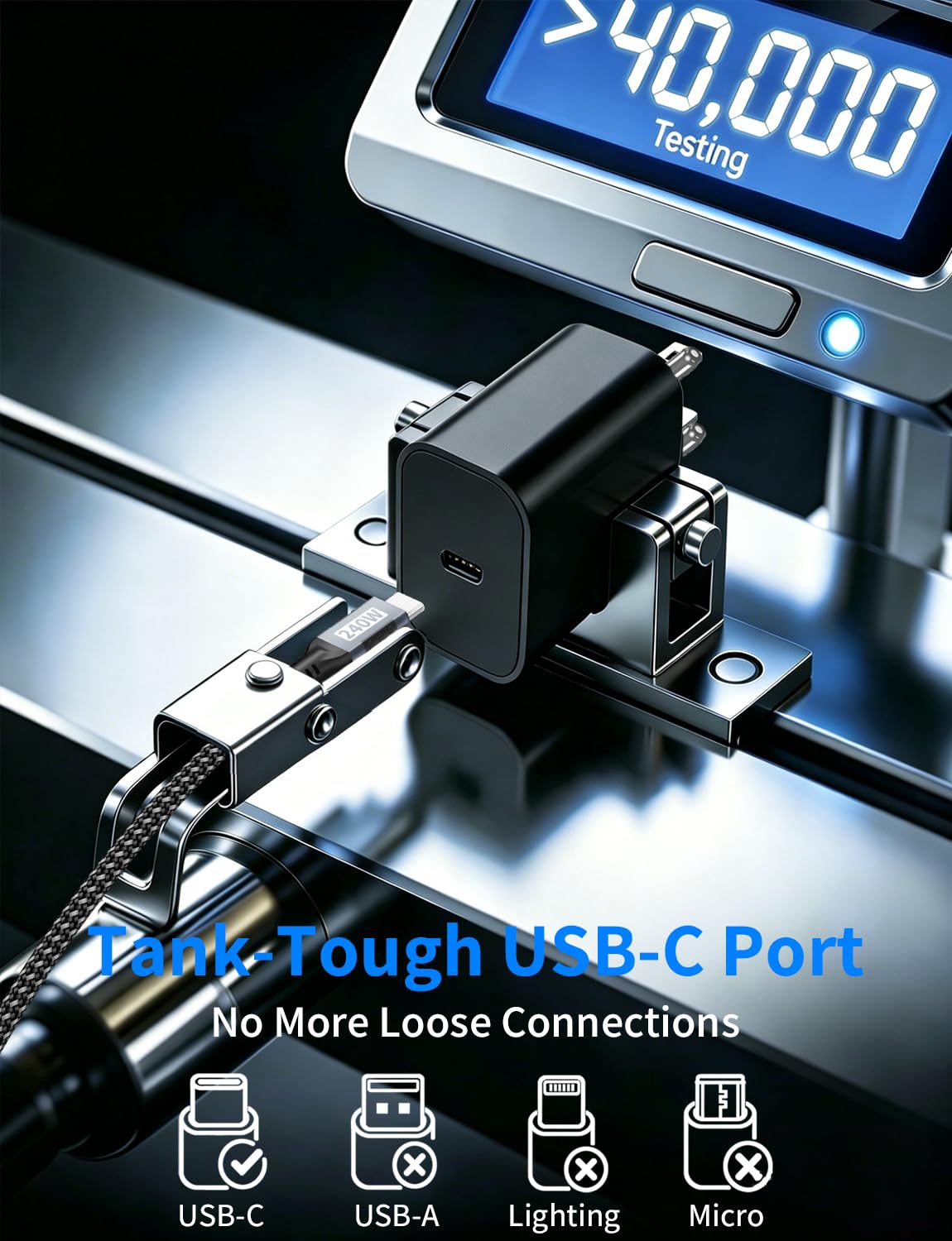 Thumbnail 6 de 240W USB C to USB C Cable (5m) with 90° Angle — PD3.1 Fast Charge for MacBook, iPhone, Galaxy and More