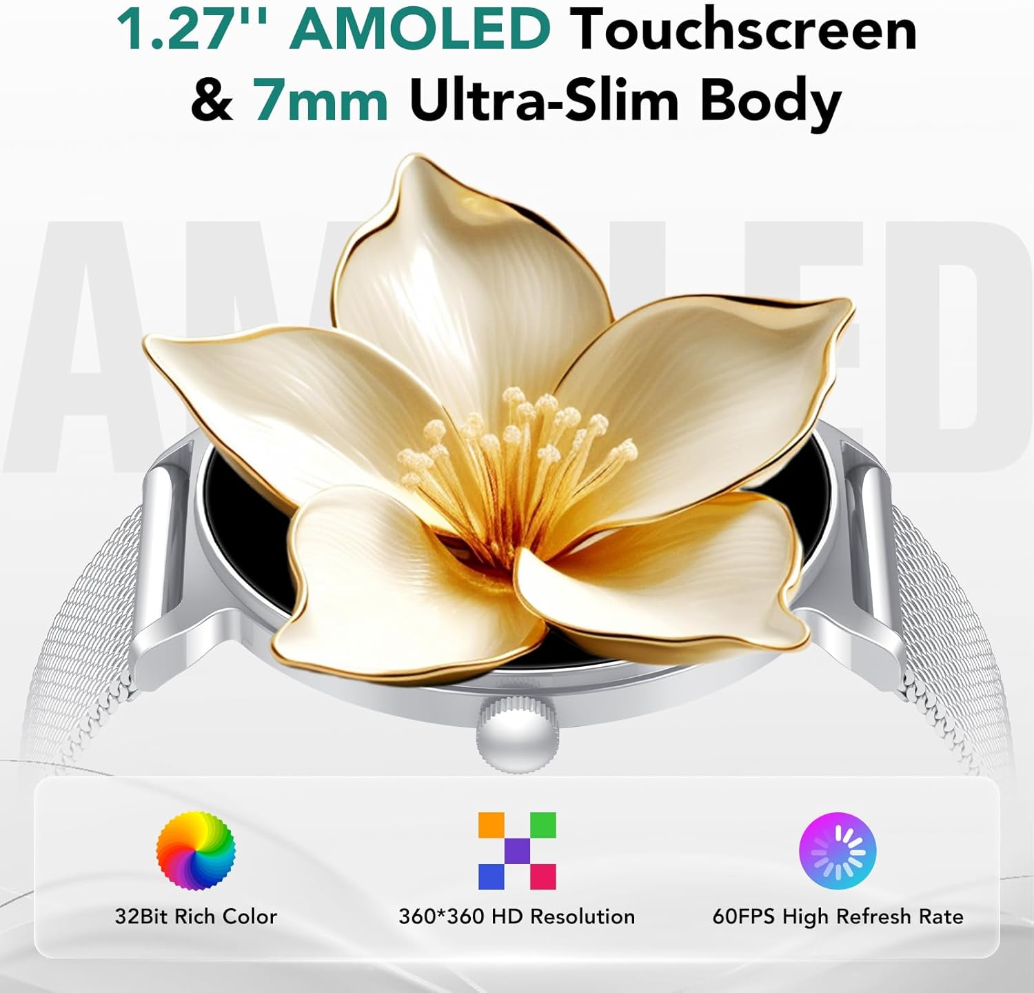 Thumbnail 1 de taopodo JX523 Damen-Smartwatch mit Telefonfunktion – 1,27" AMOLED, 120+ Sportmodi, IP68, Schlaf- und Herzfrequenz-Tracking