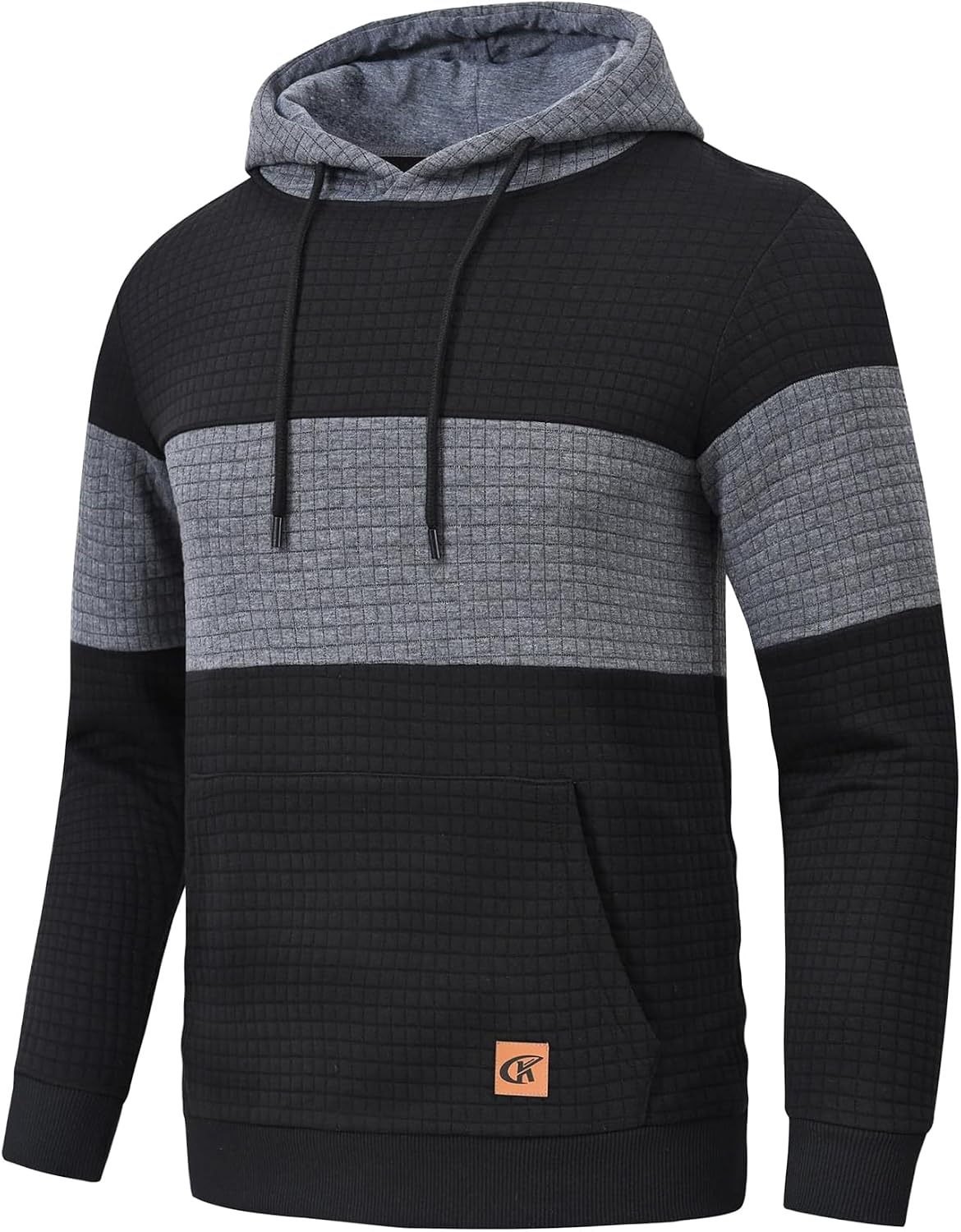 Thumbnail 2 de YuKaiChen Herren Patchwork Hoodie Langarm – Jacquard Farbblock Pullover mit Taschen