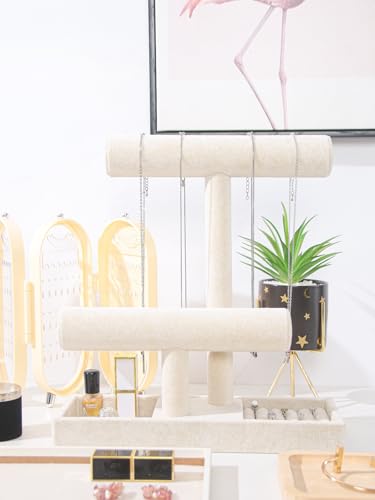 Detalle de Coward 2-Tier Organizer for Necklaces and Bracelets (Beige, Without Lid)