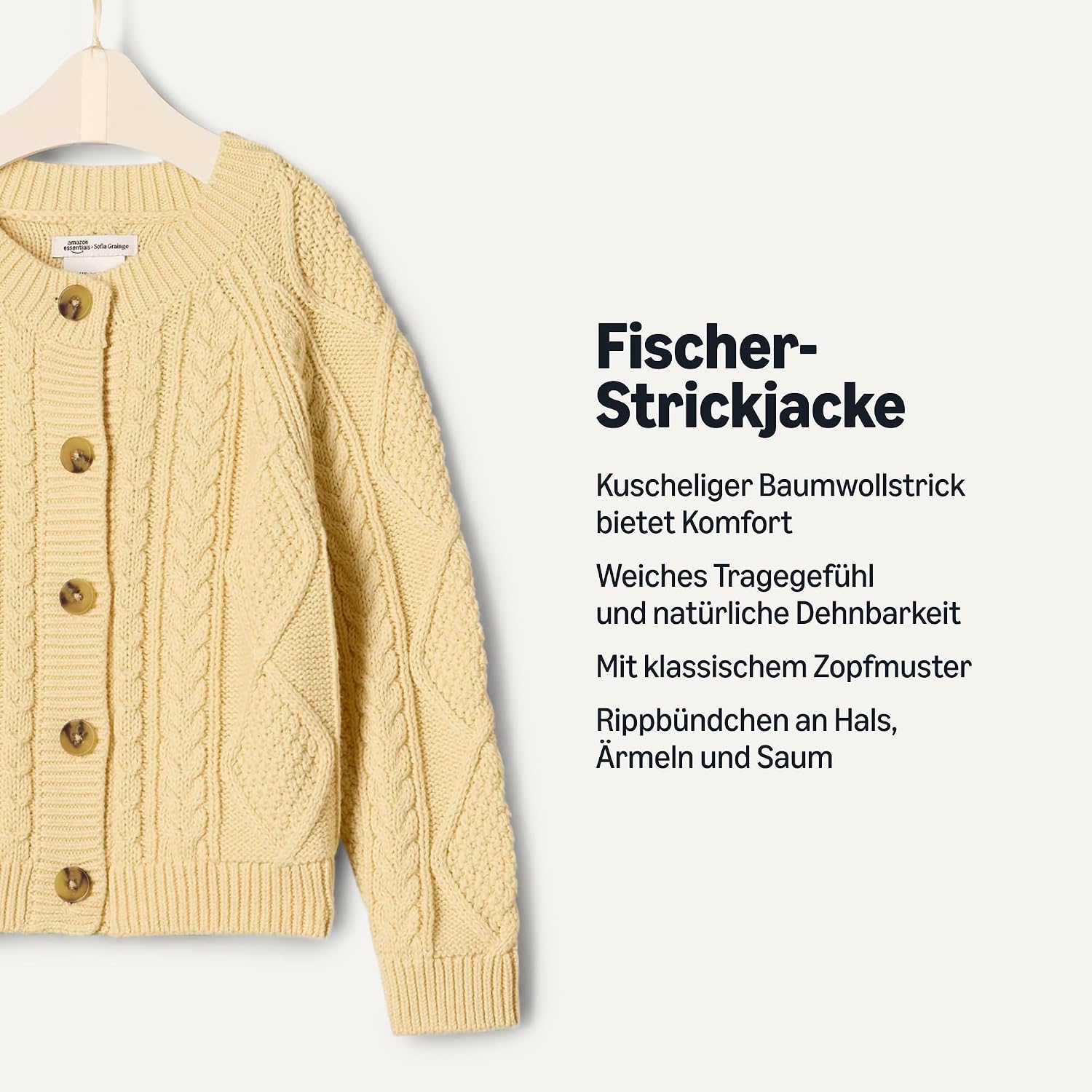 Detalle de Amazon Essentials x Sofia Grainge Fischer-Strickjacke