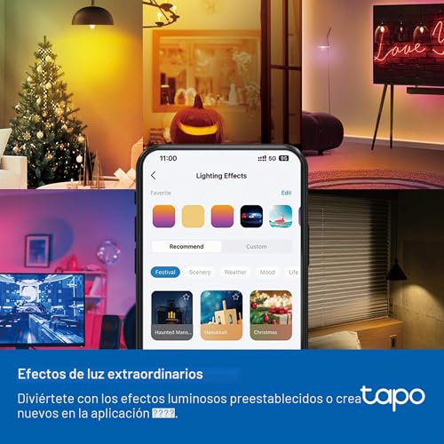 Detalle de Tapo Bombilla conectada WiFi E14 Multicolor 2500K–6500K (40W eq) – control por voz con Alexa