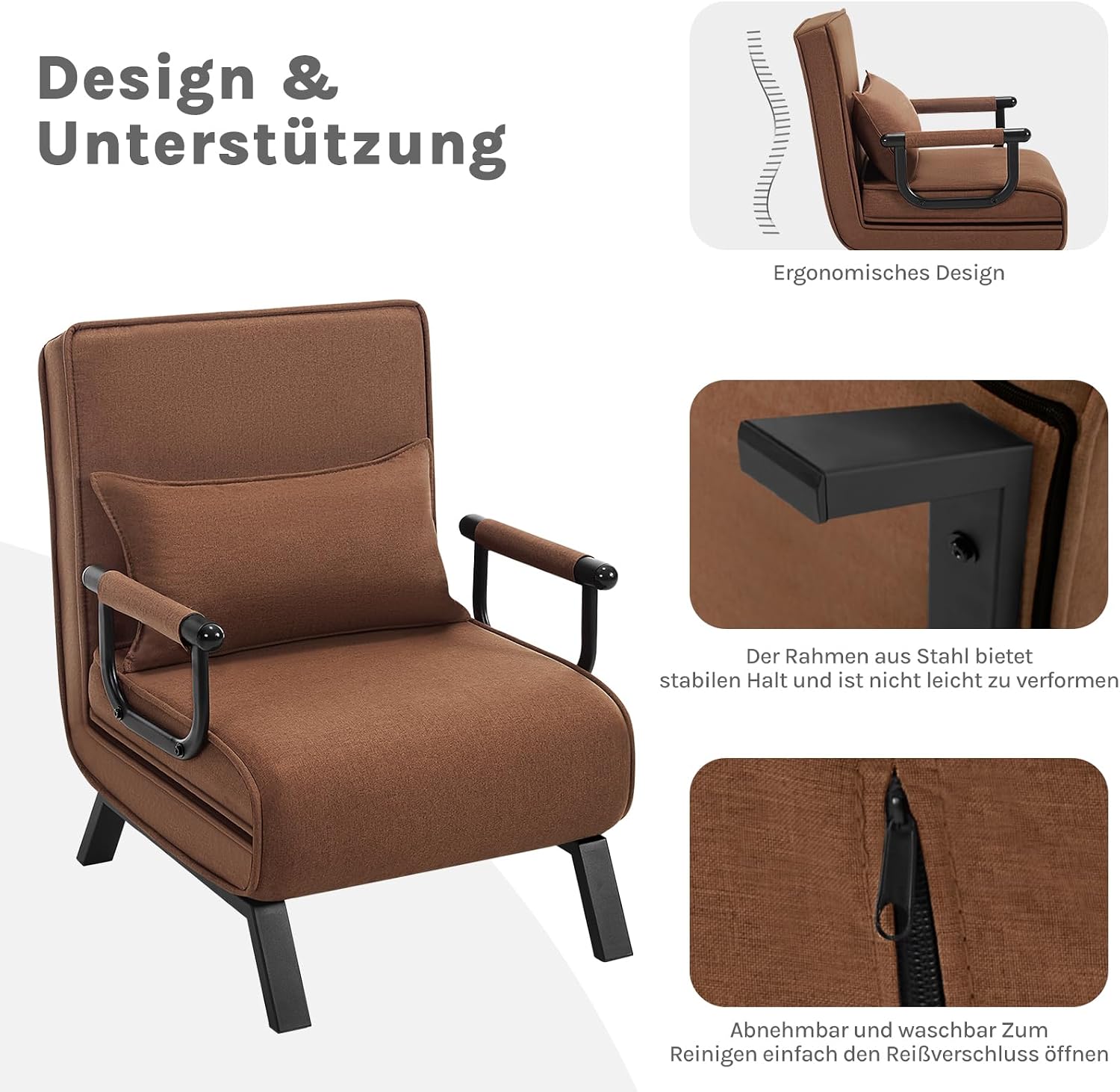 Thumbnail 6 de WOLTU Schlafsessel 3‑in‑1 65x75x78 cm