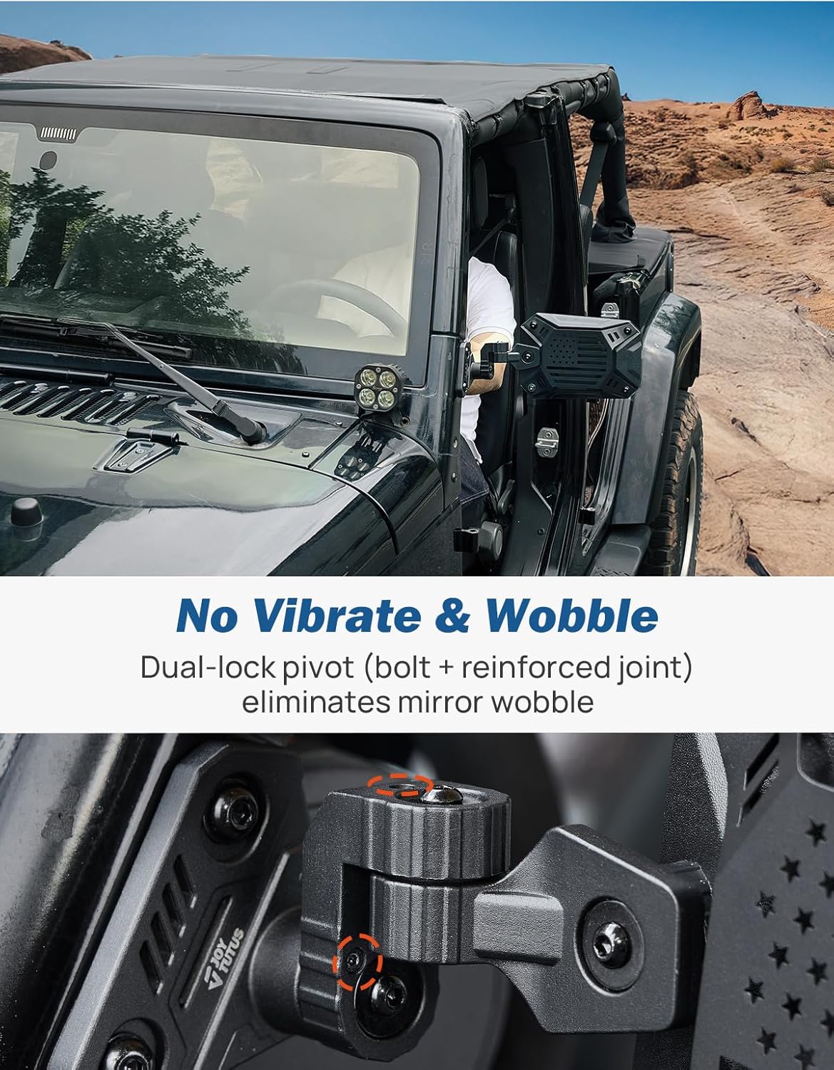 Detalle de JOYTUTUS Wrangler Mirrors Wider View