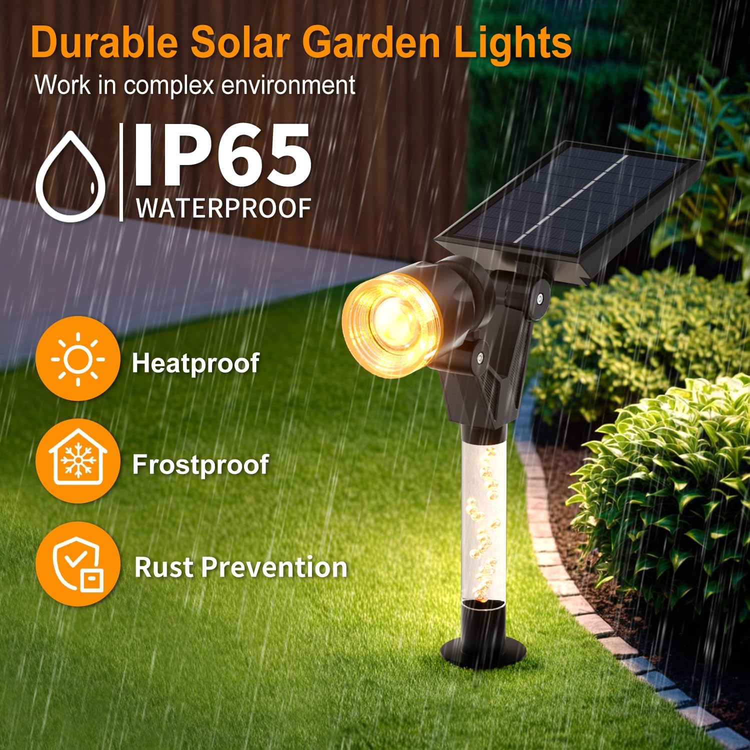 Thumbnail 6 de HAMLITE Solar Spot Lights Outdoor Garden: 4-Pack, 3000K Warm White with 3 Modes and IP65 Weatherproofing