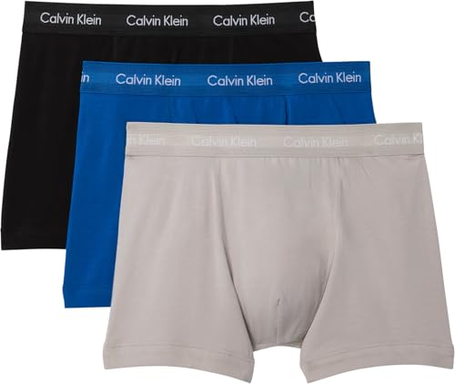 Detalle de Calvin Klein Herren Trunks im 3er-Pack, Cotton Stretch, mittlere Leibhöhe, Größe L