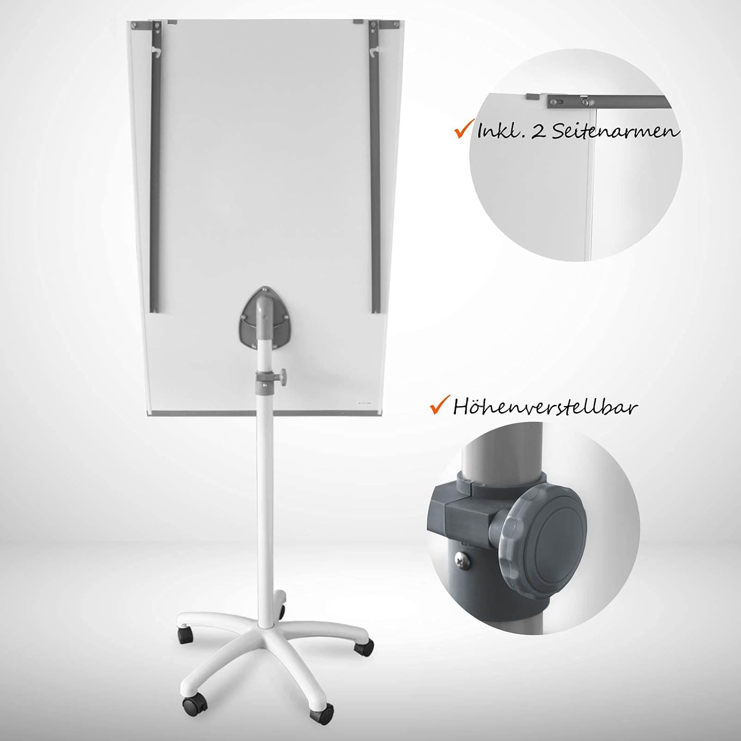 Thumbnail 4 de MOB Flipchart Ständer Whiteboard fahrbar 67x105 cm – höhenverstellbar bis 210 cm, magnetisch, beschreibbar