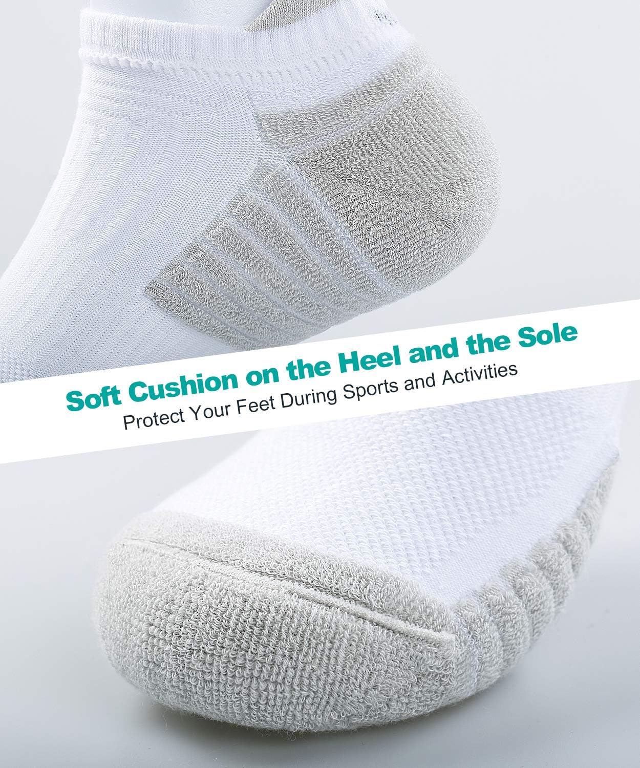 Detalle de coskefy Thick Cushion Ankle Running Socks (Anti-Blister Cotton) – 6 Pairs