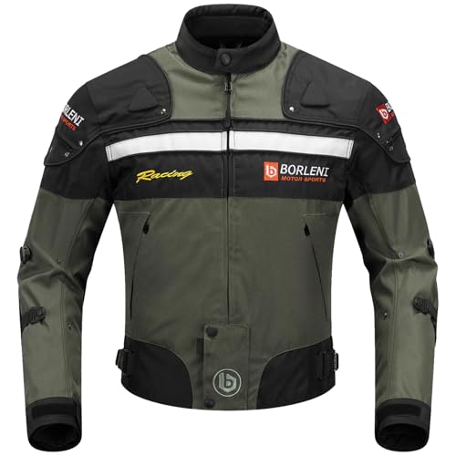 BORLENI Giacca da moto tutte le stagioni con protezioni CE XL