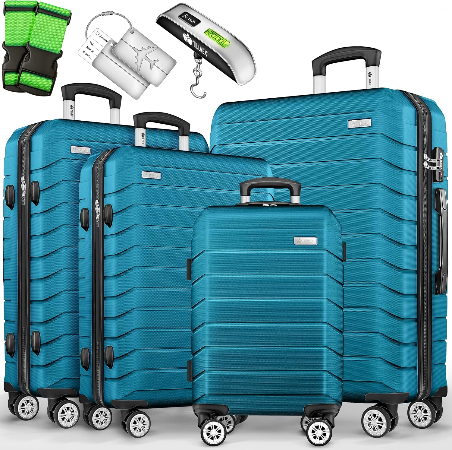 Detalle de tillvex Set 4 valises S‑M‑L‑XL Turquoise