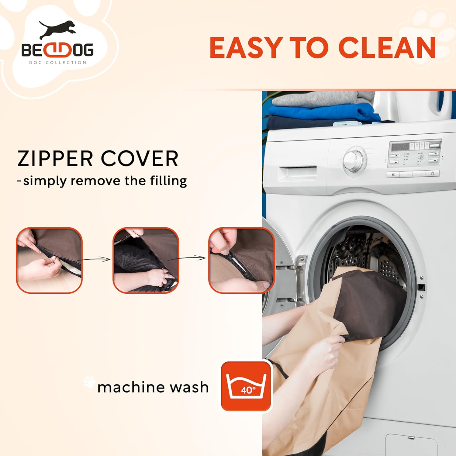 Thumbnail 5 de BedDog 2in1 Hundebett MAX Quattro (Cordura, waschbarer Bezug) – XXL Candy pink-schwarz