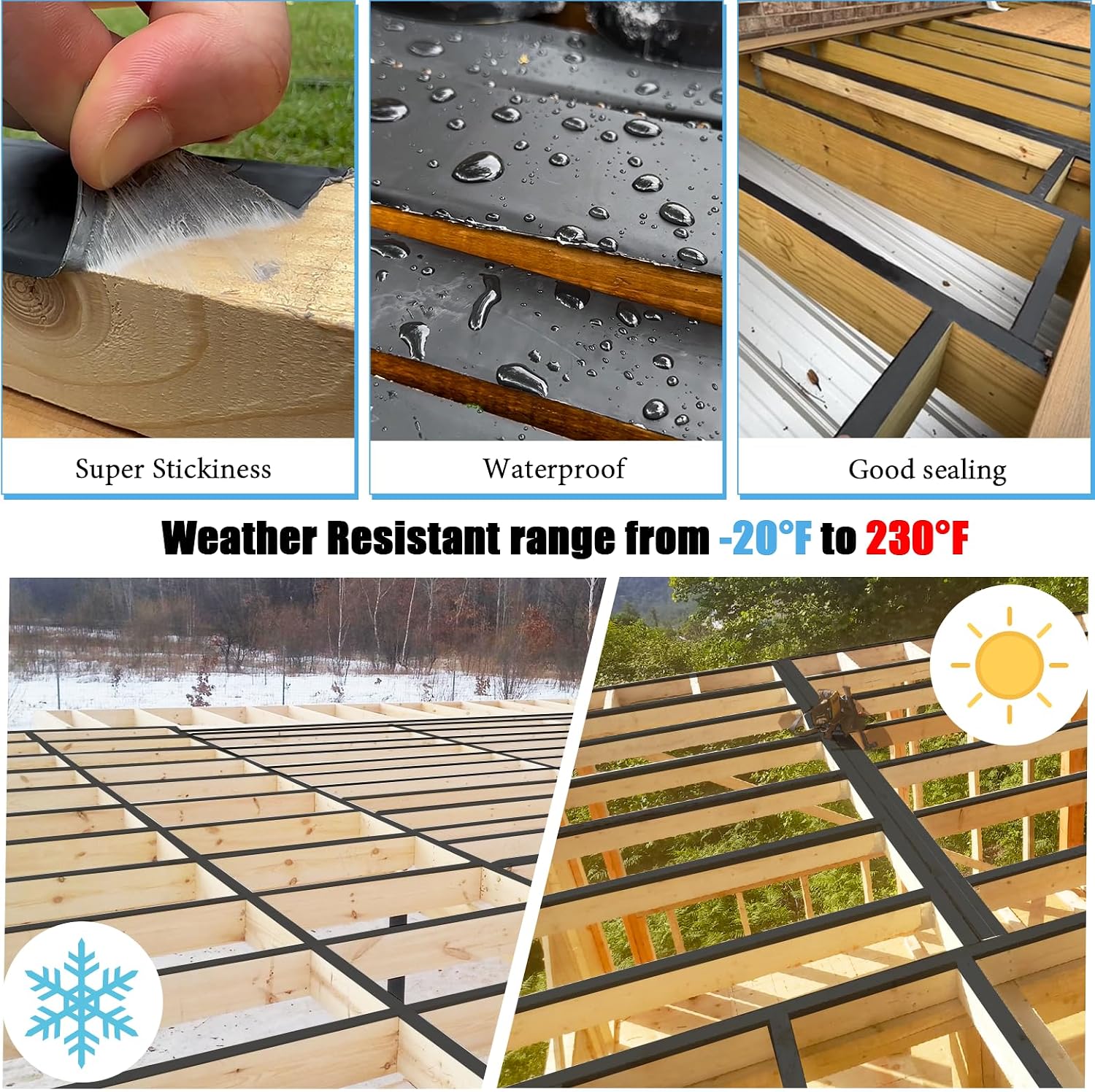 Thumbnail 3 de Heelos Butyl Joist Tape for Decking (2" × 50', 6-Pack) — Weather-Resistant Waterproof Deck Joist Seal Tape