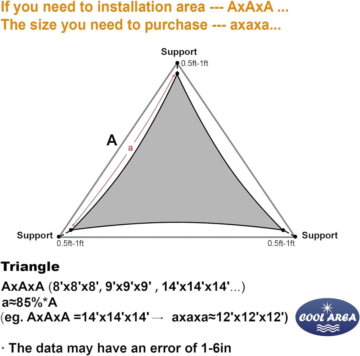 Thumbnail 5 de Cool Area Triangle Sun Shade Sail 8x8x8ft