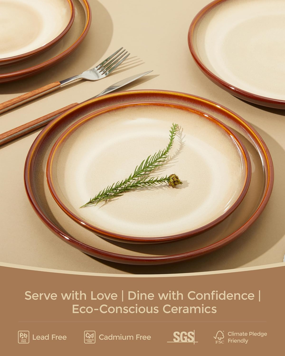 Detalle 2 de Pokini 24-Piece Stoneware Dinnerware Set for 8 (Plates & Cereal Bowls)