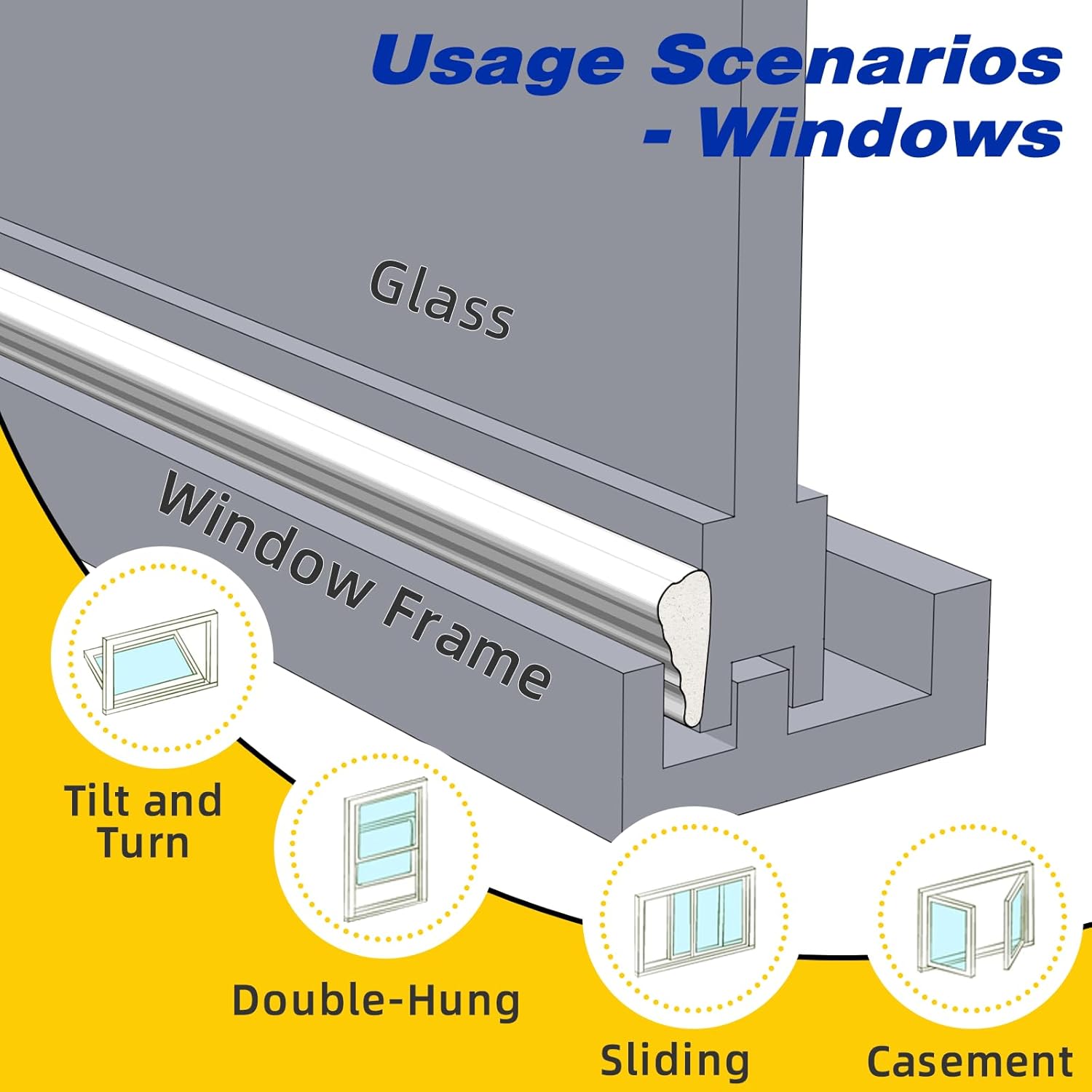Thumbnail 1 de Conwang Draft Excluder for Doors and Windows – 5M x 3 Roll, White
