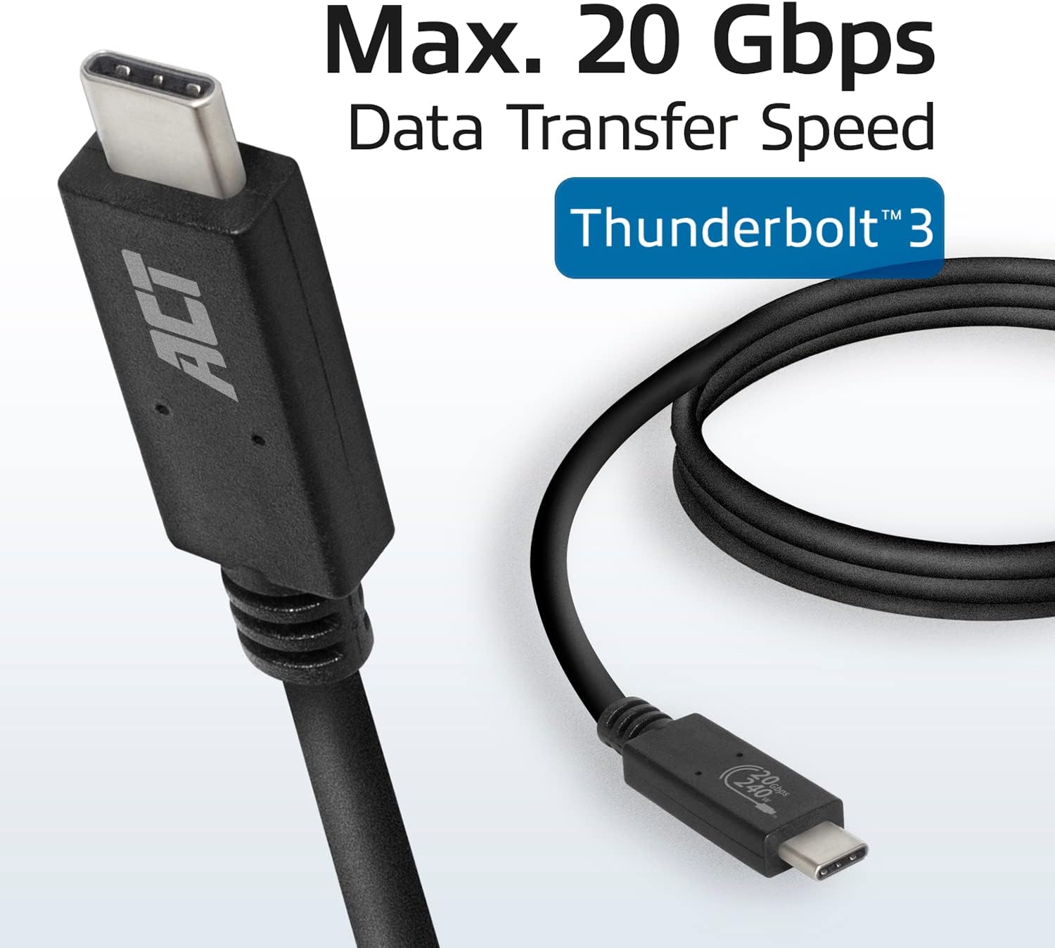 Thumbnail 4 de ACT USB4/Thunderbolt 3 Kabel Type C AC7431 (1 m) für 5K bis 60 Hz, Dual-4K@60 Hz, bis 20 Gbps & bis 240 W Laden