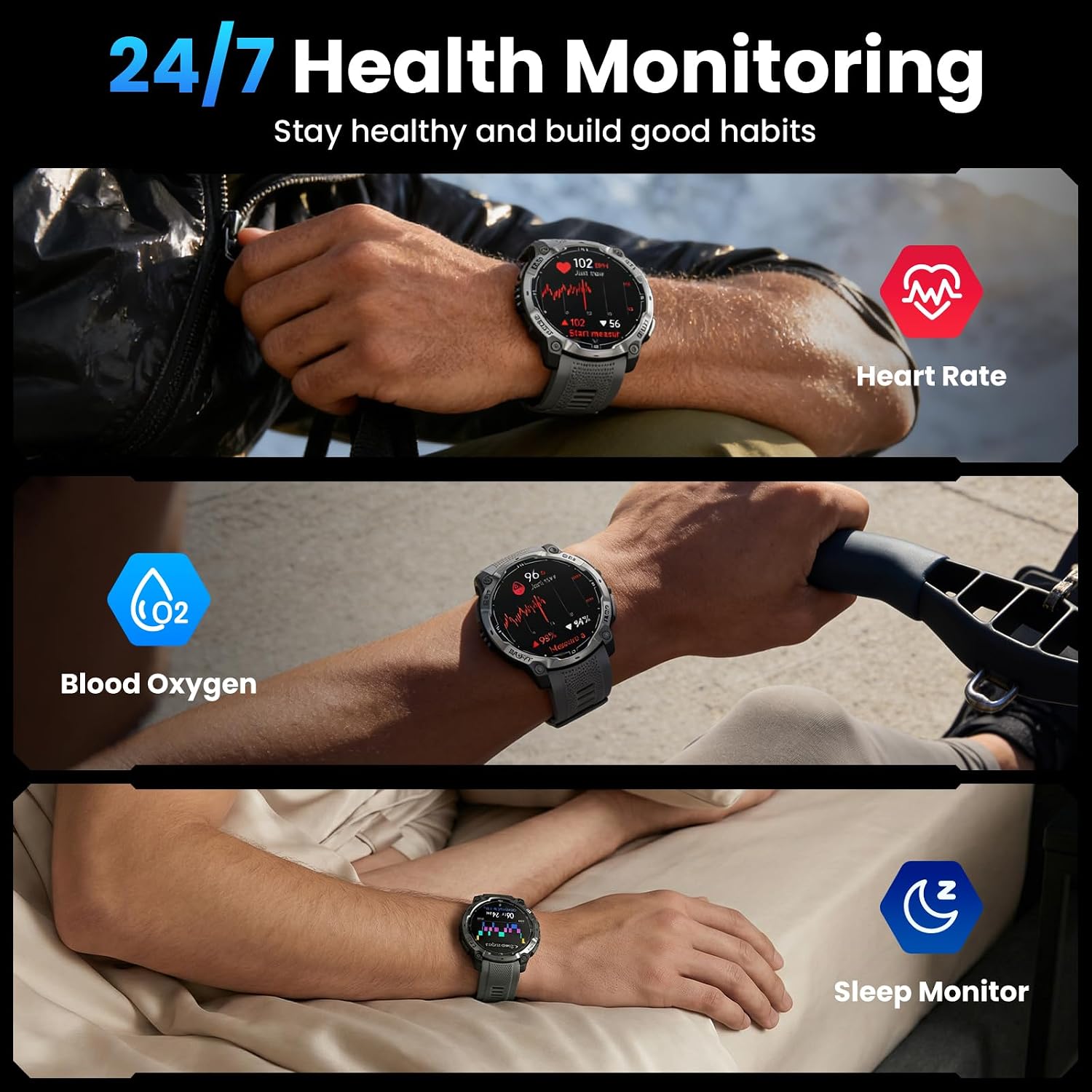 Thumbnail 4 de Joautrial Military Smart Watch for Men with GPS and 1.43" AMOLED