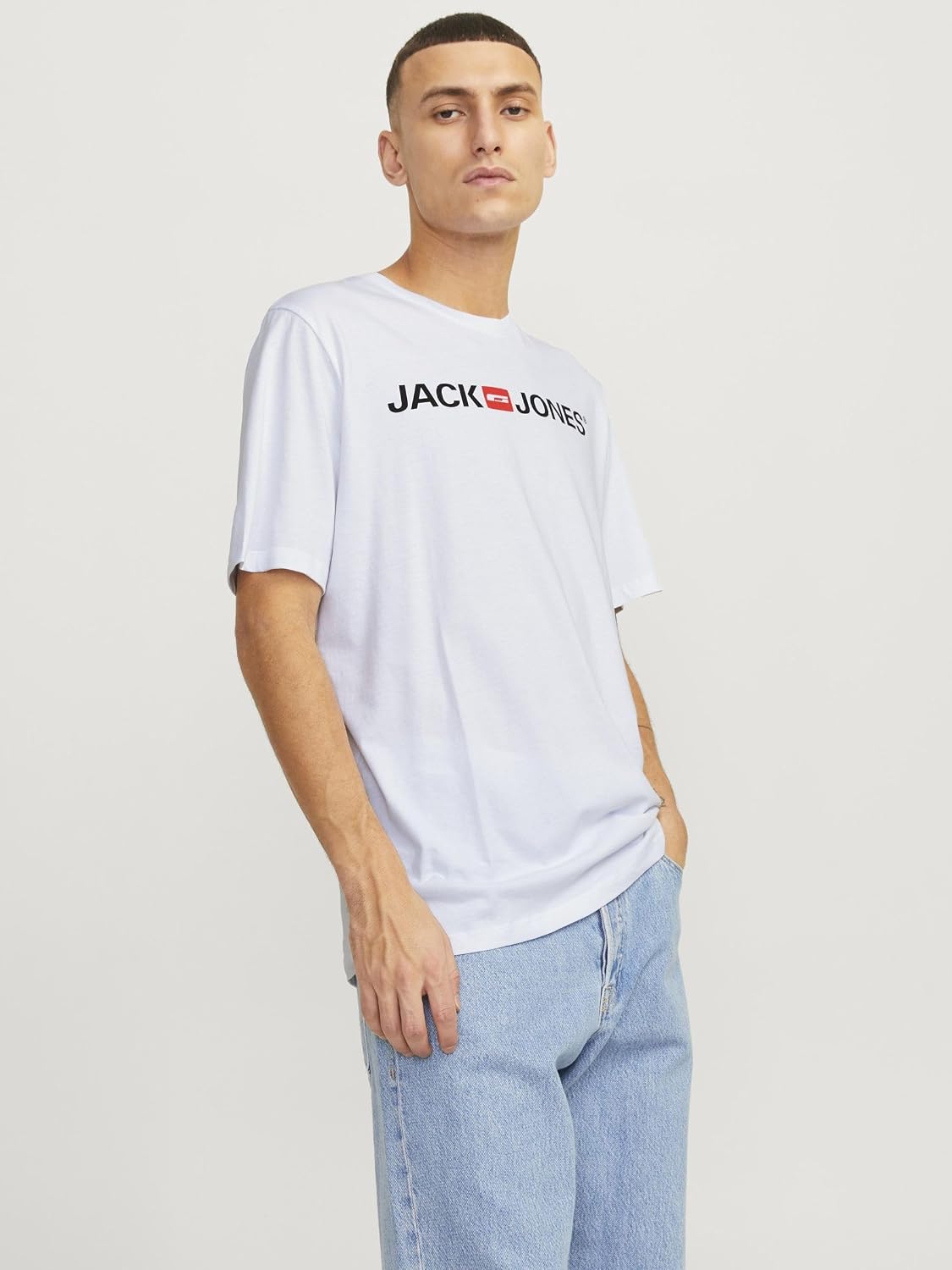 Detalle 2 de JACK & JONES Herren T-Shirt Logo – Baumwolle, schlichtes Alltagsshirt