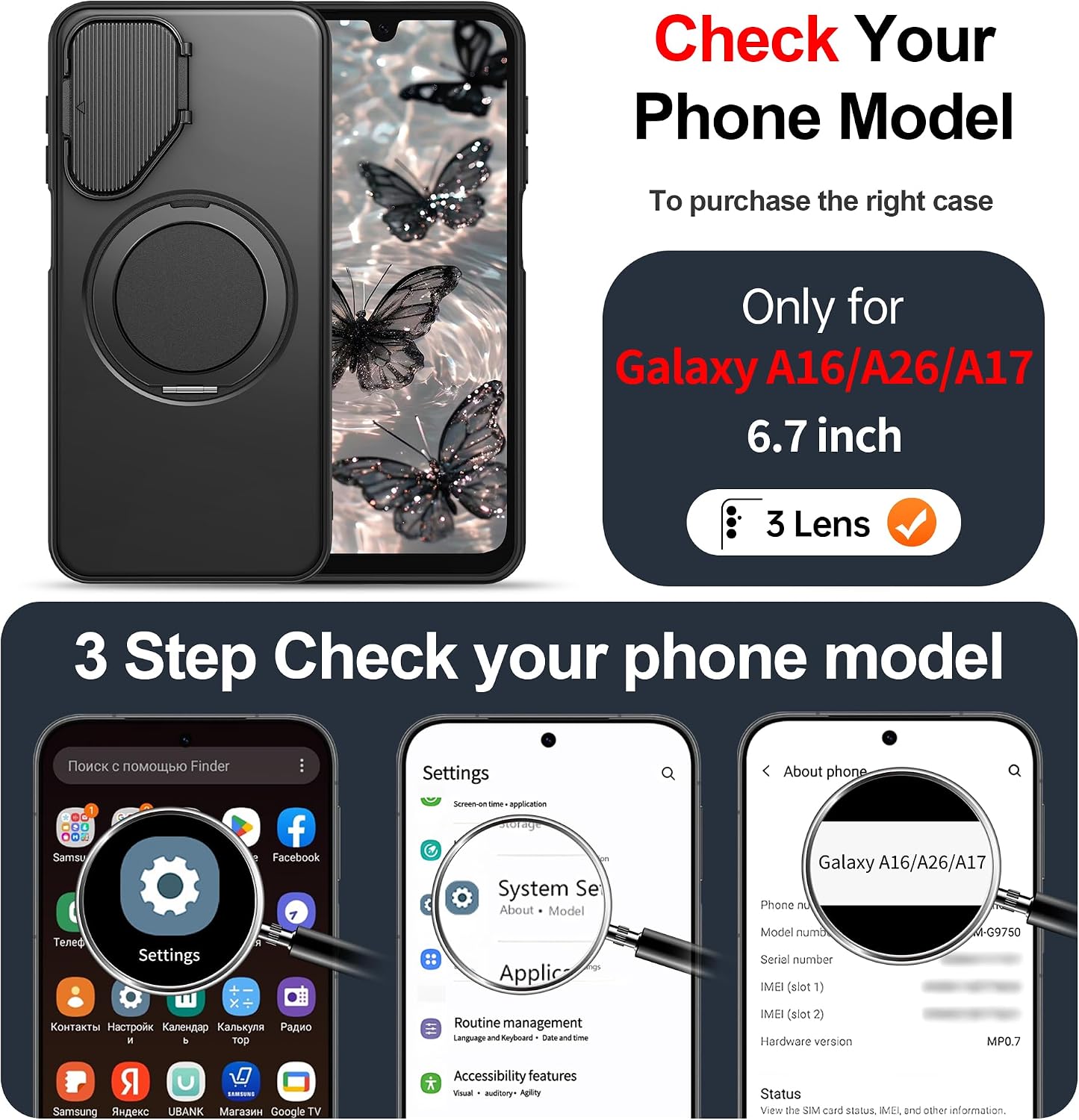 Thumbnail 1 de Gritup Galaxy A17/A16/A26 Case with 360° Stand, Camera Lens Cover & Screen Protectors