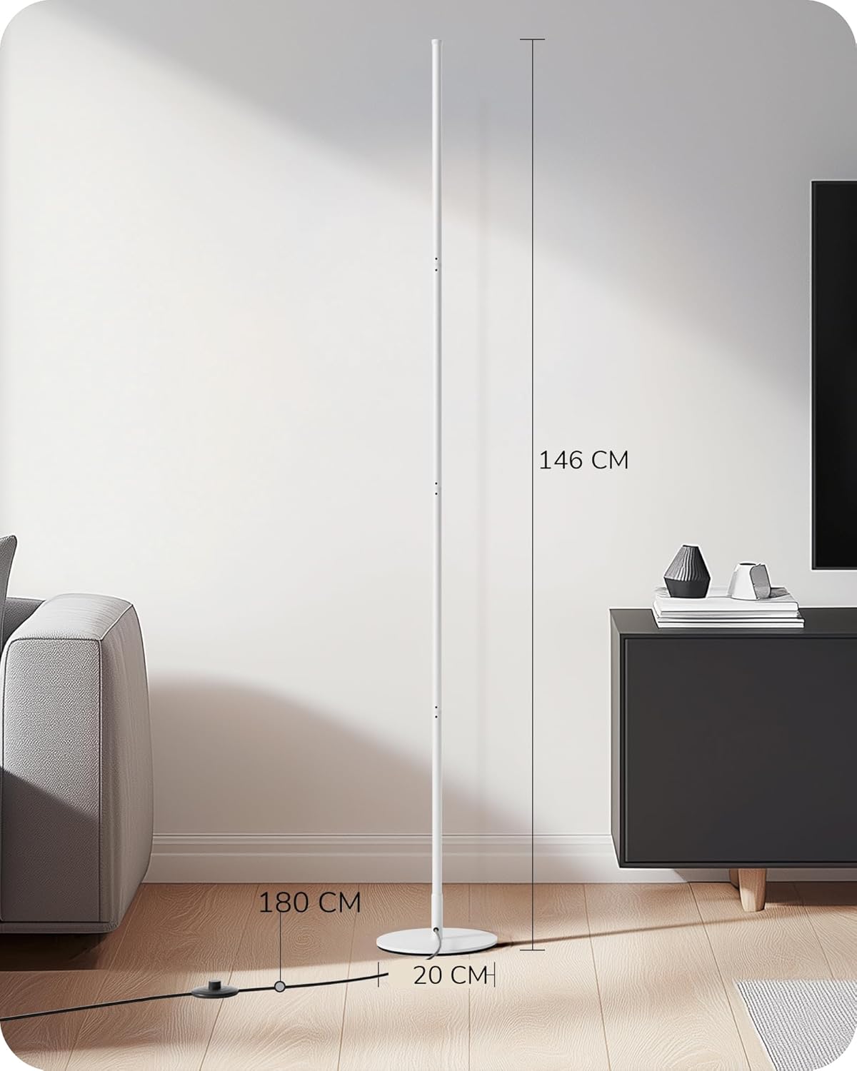 Detalle 2 de EDISHINE Lampada da Terra a LED Dimmerabile in Continuo con Interruttore a Pedale, Luce Bianca Calda 3000K