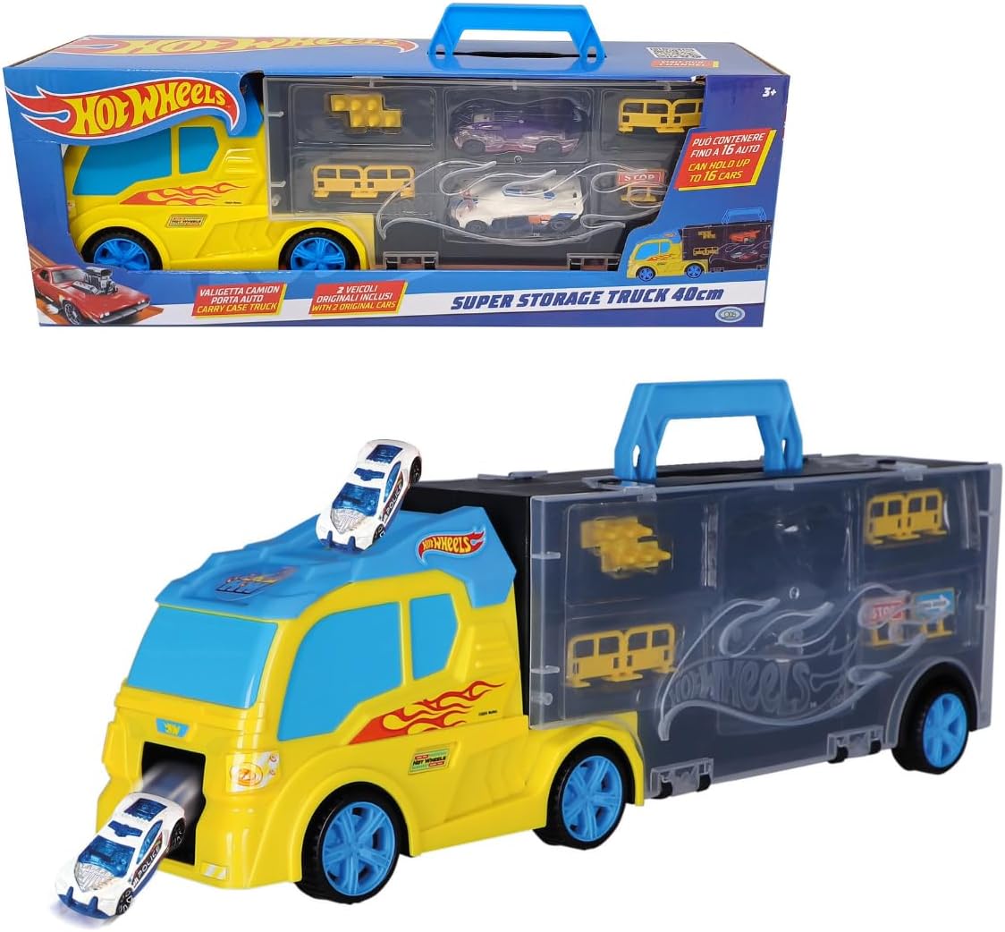 Detalle de ODS Transporter 40 Hot Wheels – niebieska walizka z rampą i 3 samochodami, 42033