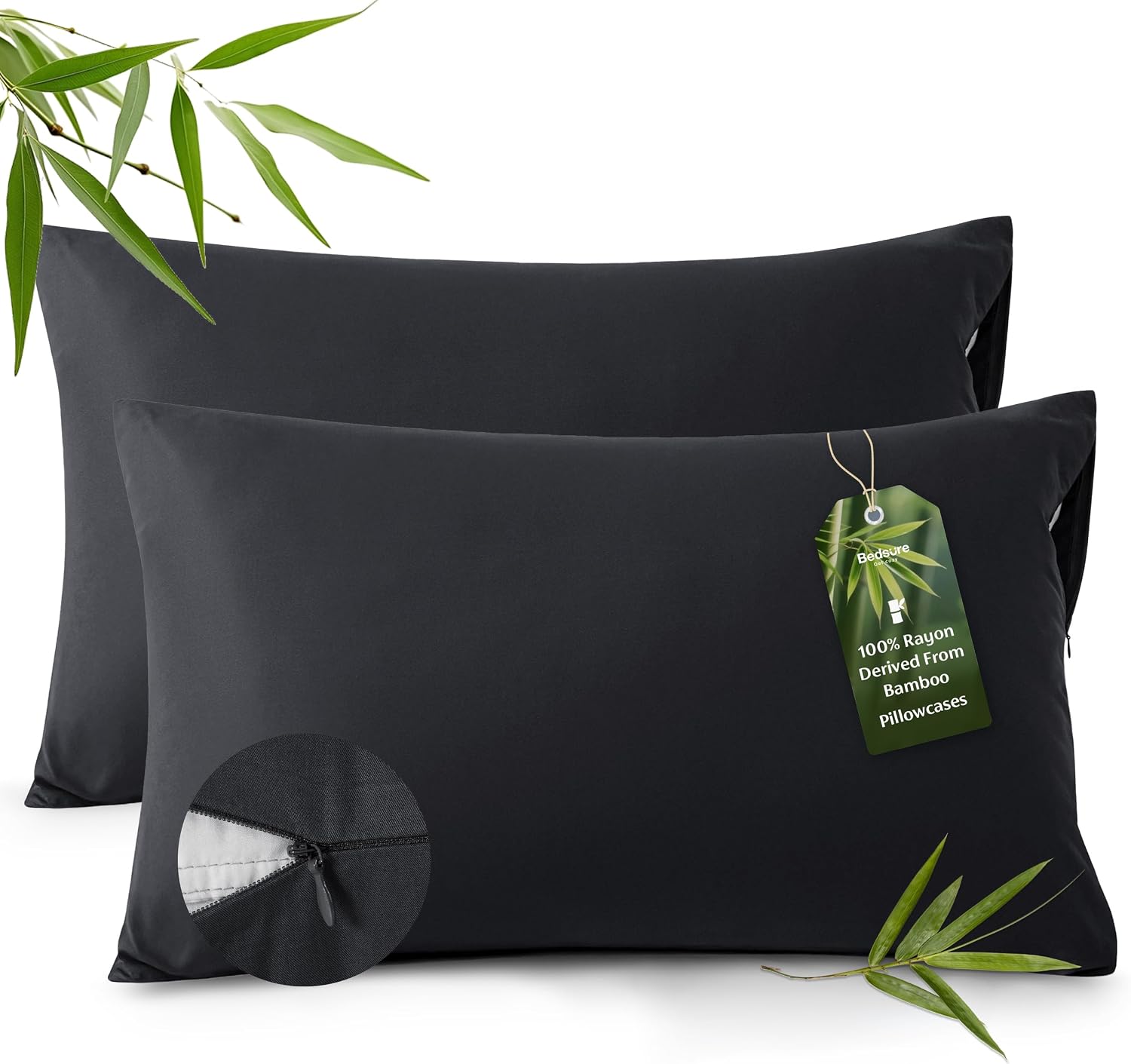 Detalle de Bedsure Rayon-from-Bamboo Pillowcases, 20x26 Inches