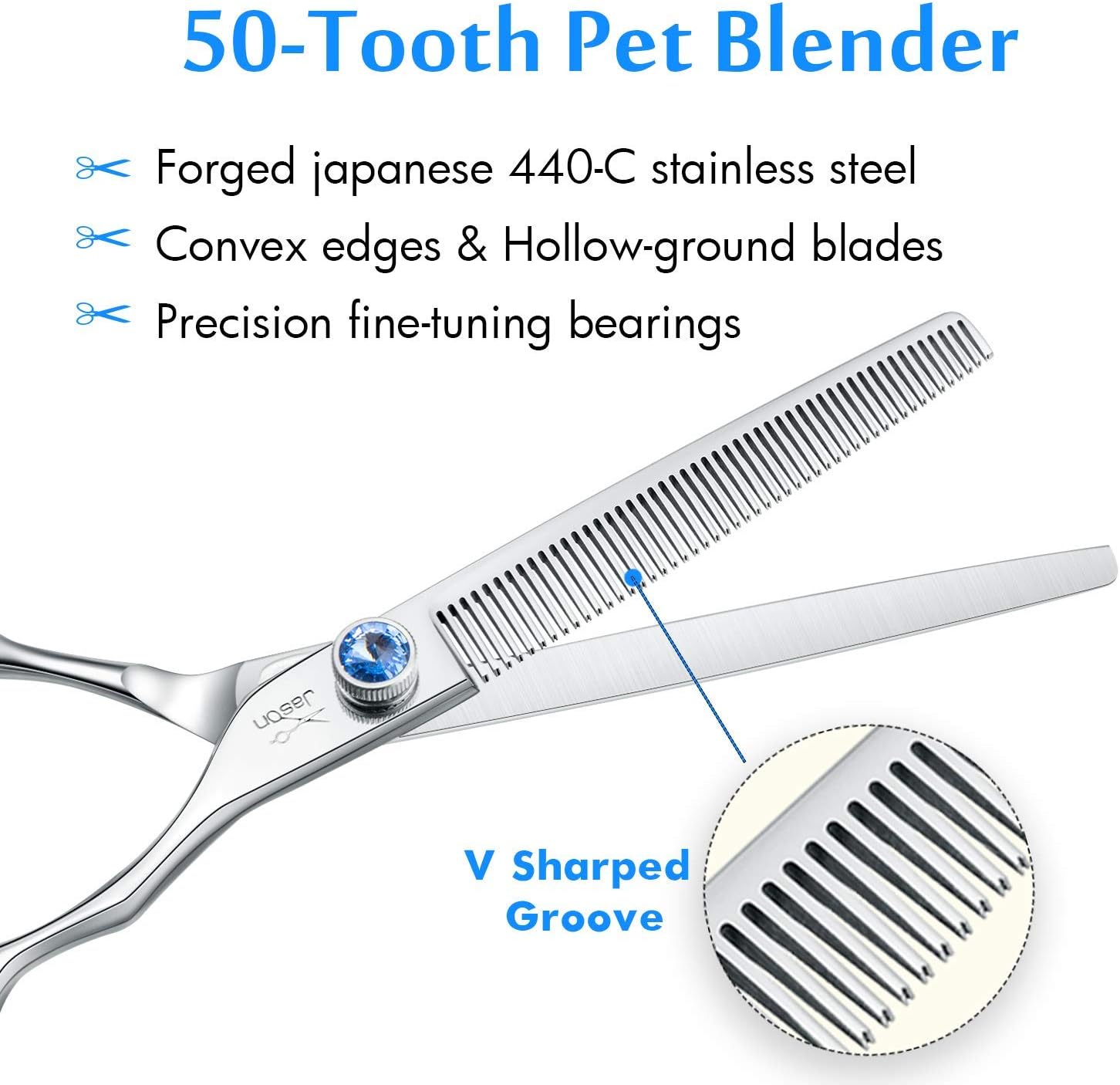Thumbnail 2 de Jason Professional Effiliation Scissors 7" con 50 denti (cane e gatti) – forbici per sfoltire il pelo