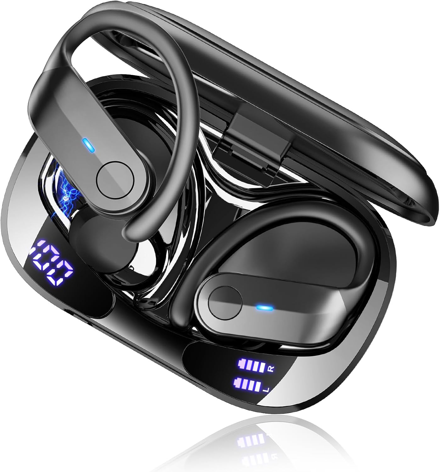 Detalle de Écouteurs Bluetooth sport sans fil IPX8 (Bluetooth 5.4) avec ENC et jusqu’à 70 h — Noir