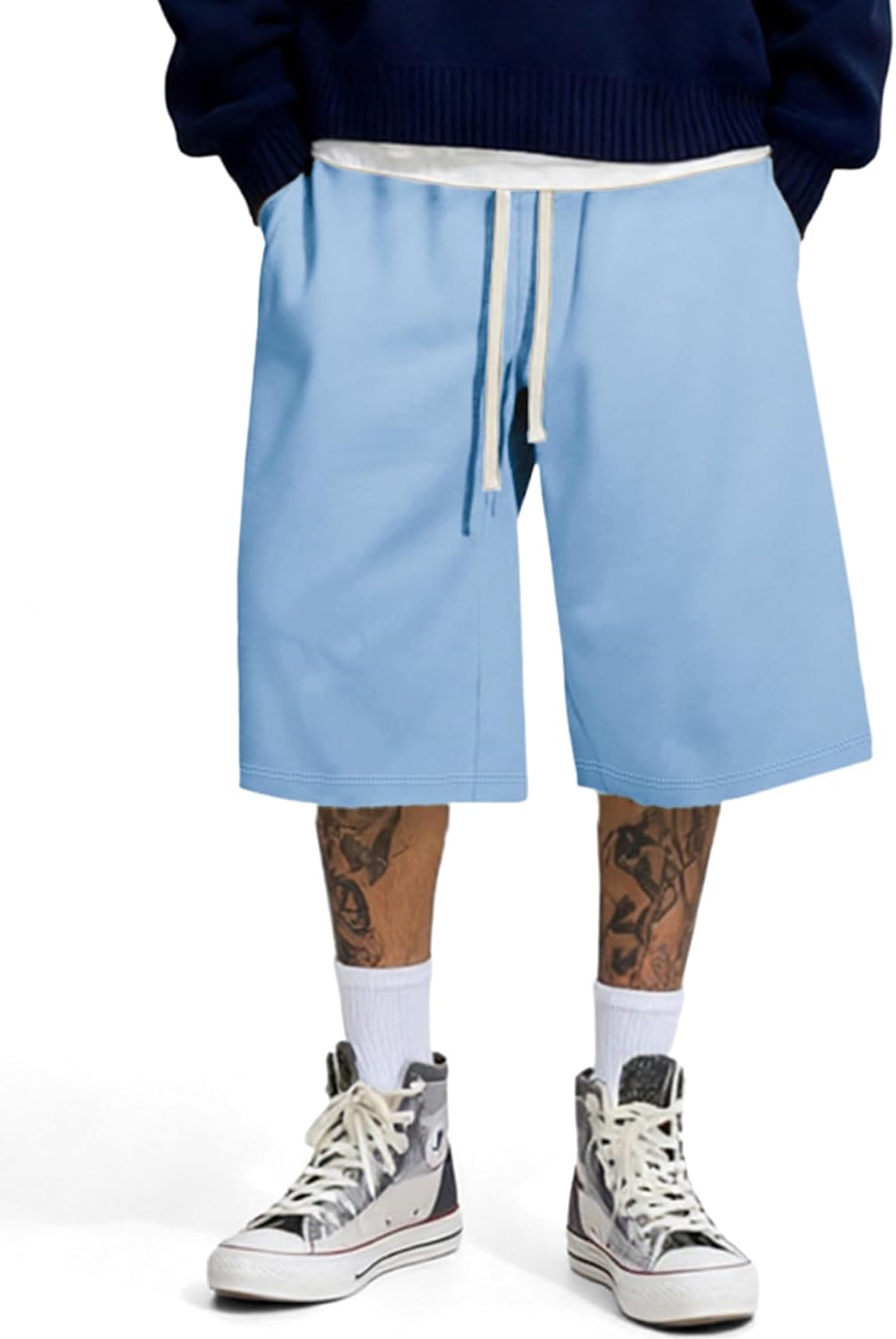 Detalle de JMIERR 2026 Men's Baggy Sweat Shorts: Lightweight, Knee-Length Comfort for Active Lifestyles
