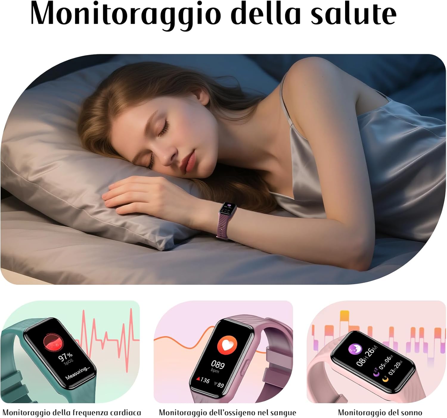 Thumbnail 5 de Baolubao Smartwatch Uomo Donna con cardiofrequenzimetro, SpO2, sonno e notifiche Bluetooth (2 cinturini)