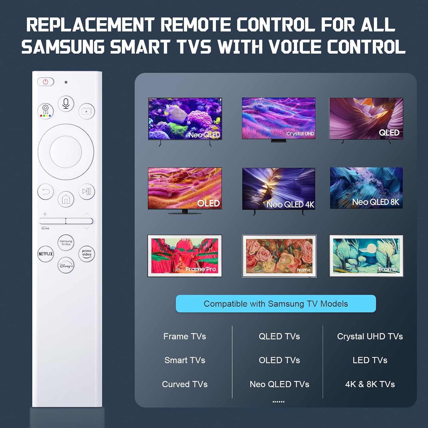 Thumbnail 1 de Liokoc BN59-01391A Samsung TV Remote with Bluetooth Voice Control and App Shortcuts