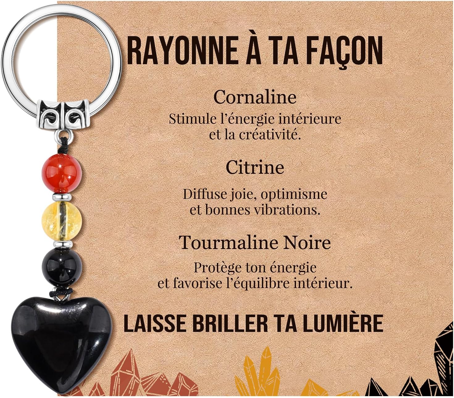 Thumbnail 6 de Seyaa Porte-clé cœur avec pierres naturelles — cadeau féminin polyvalent