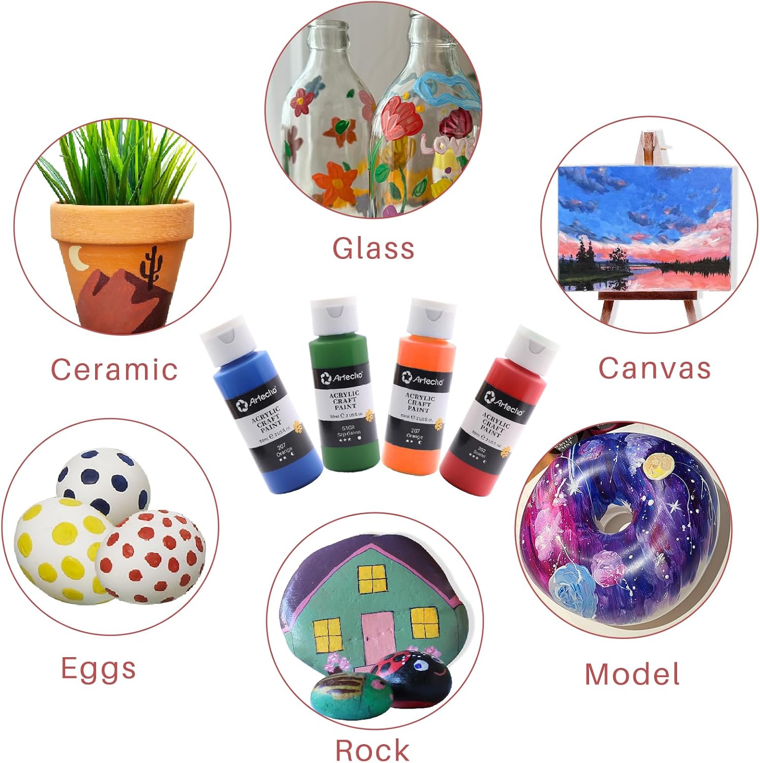Thumbnail 4 de Artecho Acrylic Paints Set (48 colours, 2oz/59ml each) with 10 art brushes
