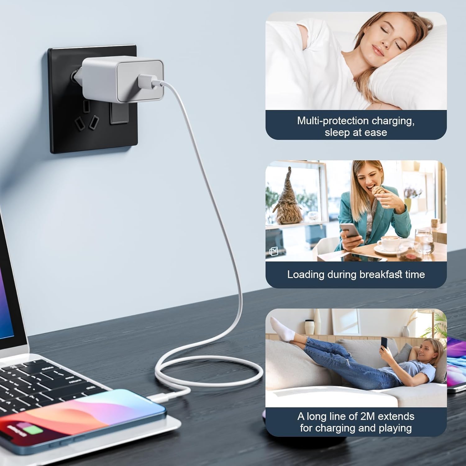 Thumbnail 5 de Chargeur USB-C 25 W avec câble 2 m pour iPhone 17/16/15 et iPad – rapidité et fiabilité