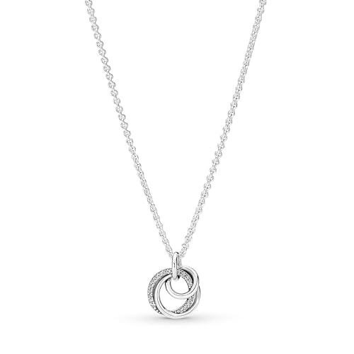 Detalle de PANDORA 391455C01-60 Circles Anhänger Halskette mit Anhänger – schlichte Eleganz für den Alltag