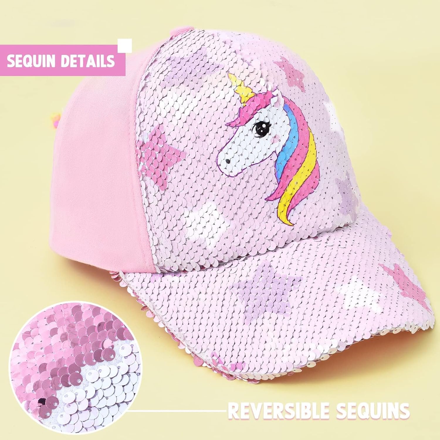 Thumbnail 2 de WAWSAM Mädchen Baseballkappe mit Wendepailletten – verstellbare Cap, Einhornmotiv, 3–8 Jahre