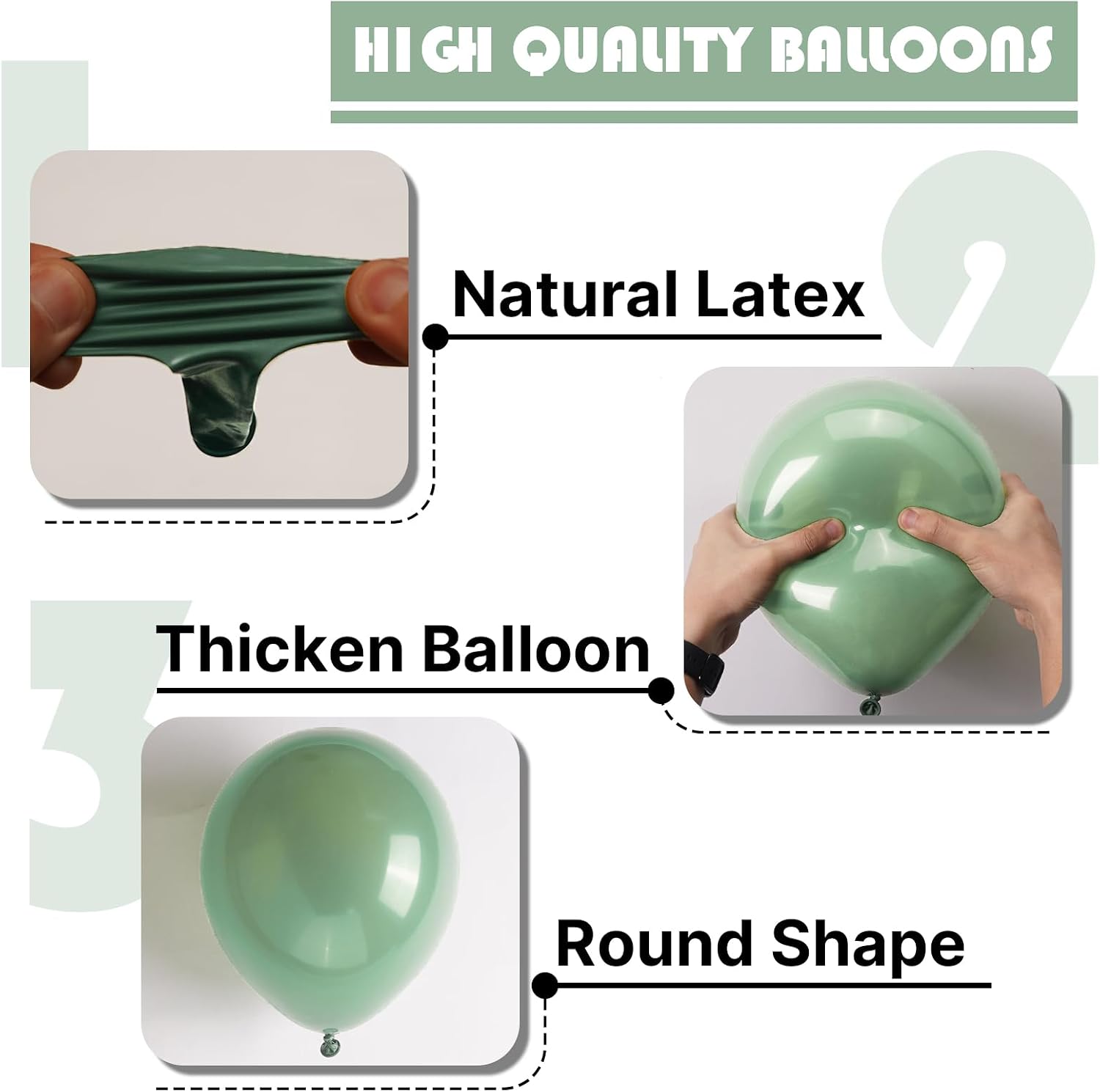 Thumbnail 6 de PartyWoo Sage Green Latex Balloons Kit (100 pcs, mixed sizes)