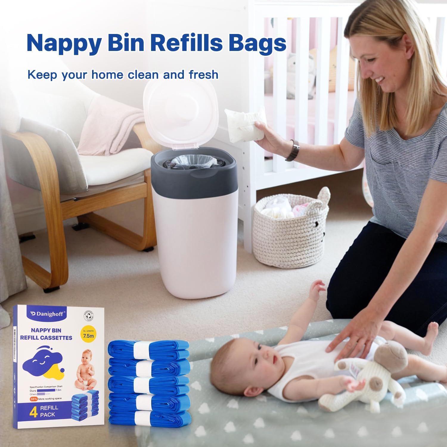 Detalle de Nappy Bin Refills 7.5m for Tommee Tippee and Sangenic 🚼