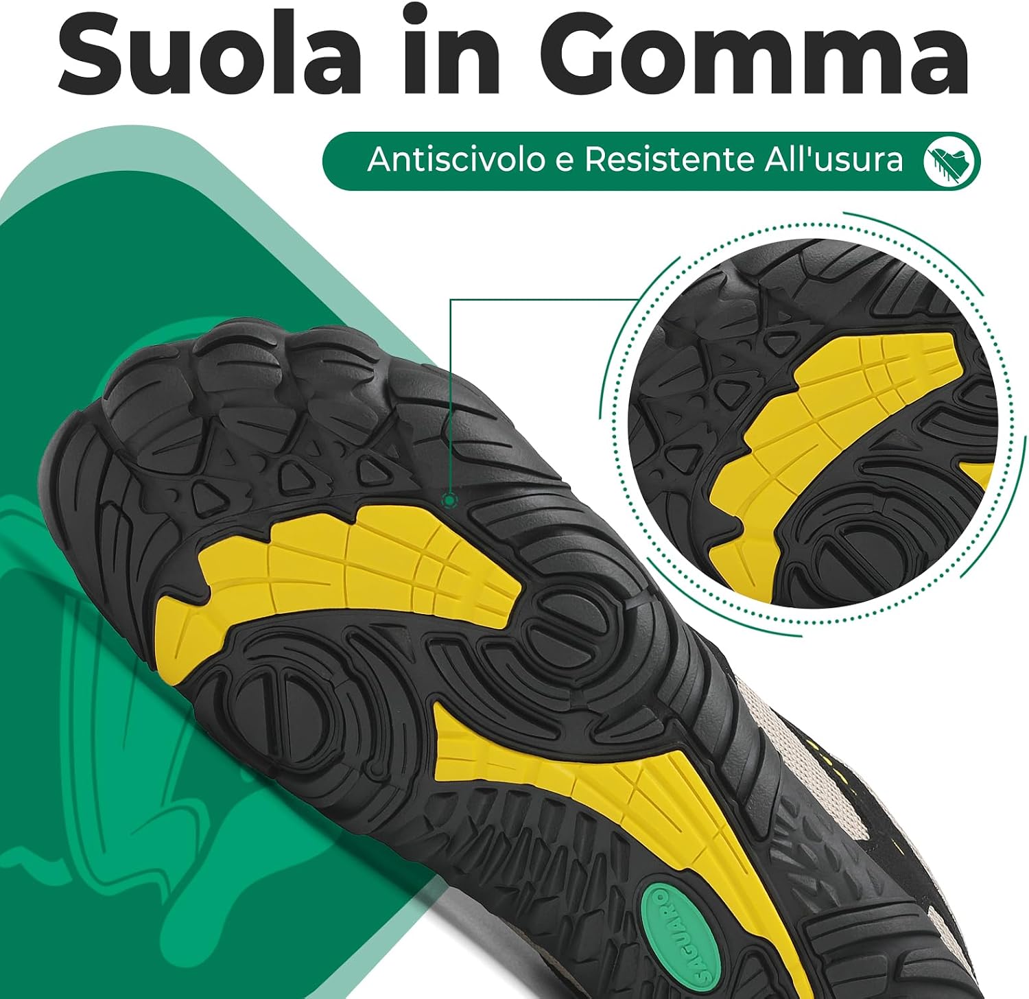 Detalle de SAGUARO Barefoot Shoes mini minimaliste uomo/donna con punta larga (gr. 36-48)