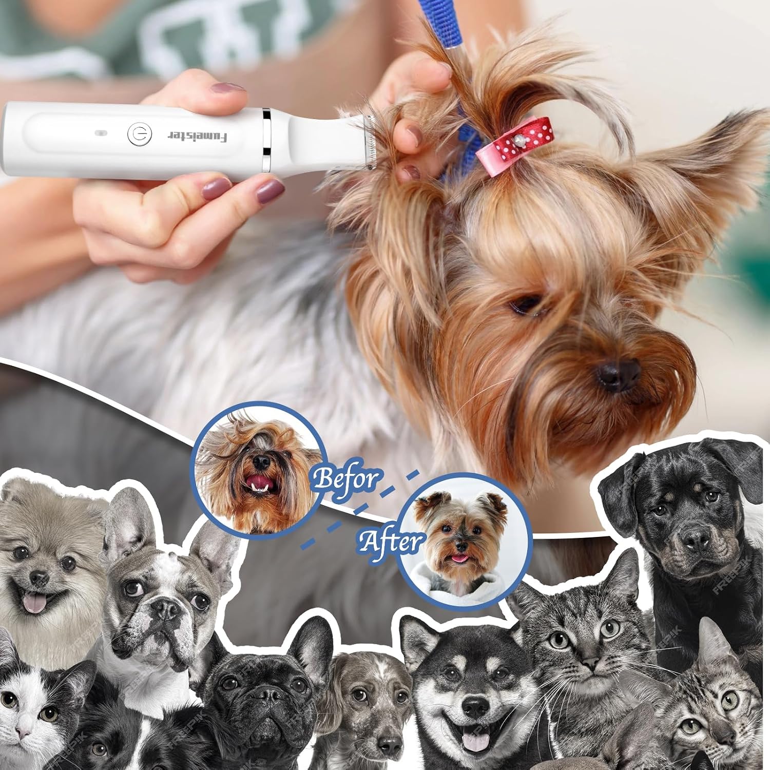 Thumbnail 5 de Fumeister Cordless Dog Clippers for Grooming (White) – Quiet, Waterproof, USB Type‑C Rechargeable