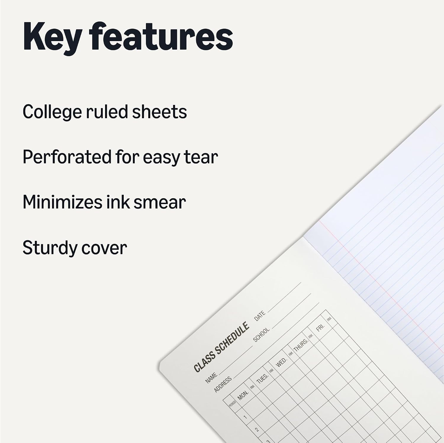 Thumbnail 1 de Amazon Basics Composition Notebook, College Ruled, 100 Sheets, 4-Pack