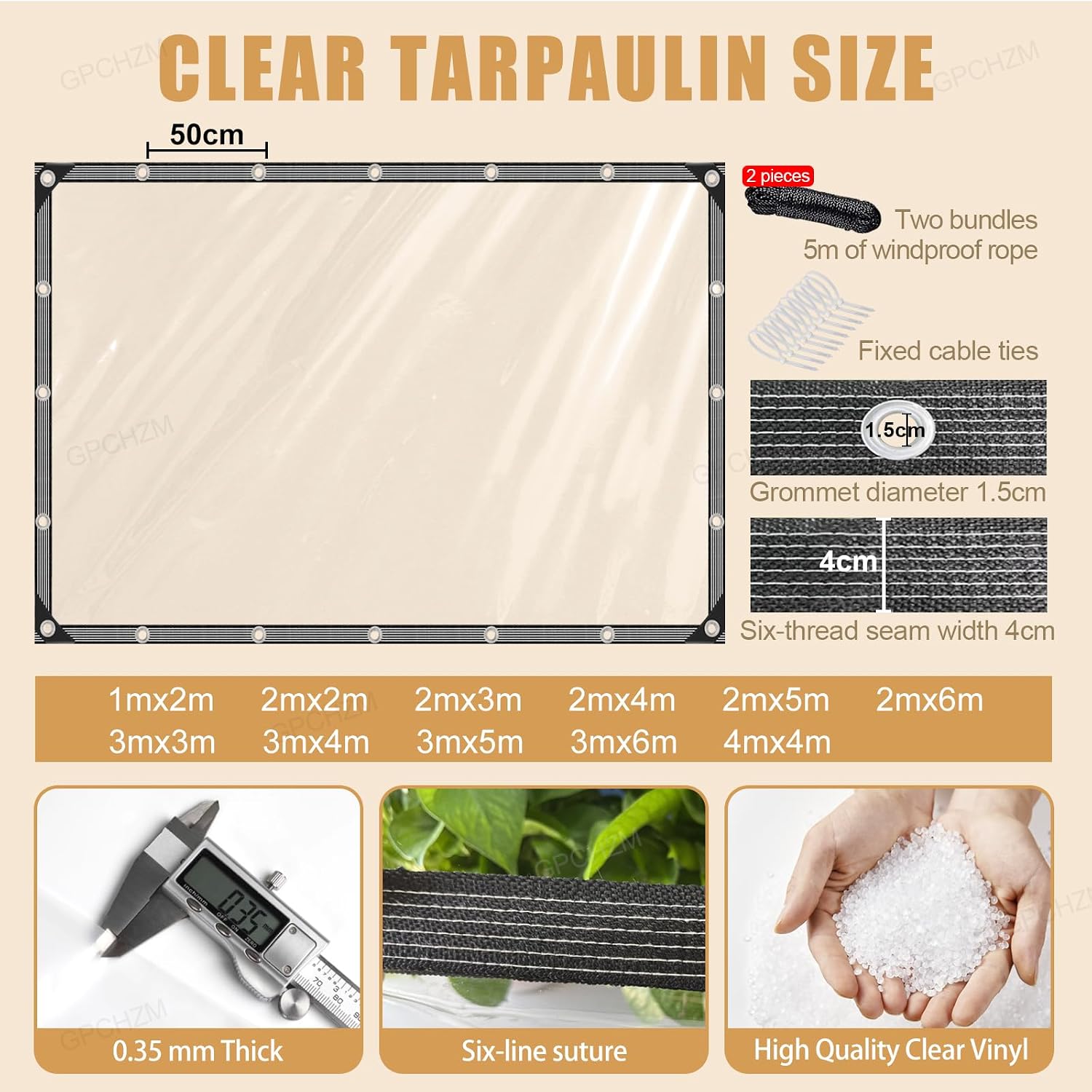 Thumbnail 2 de Clear Tarpaulin PVC 3m x 4m