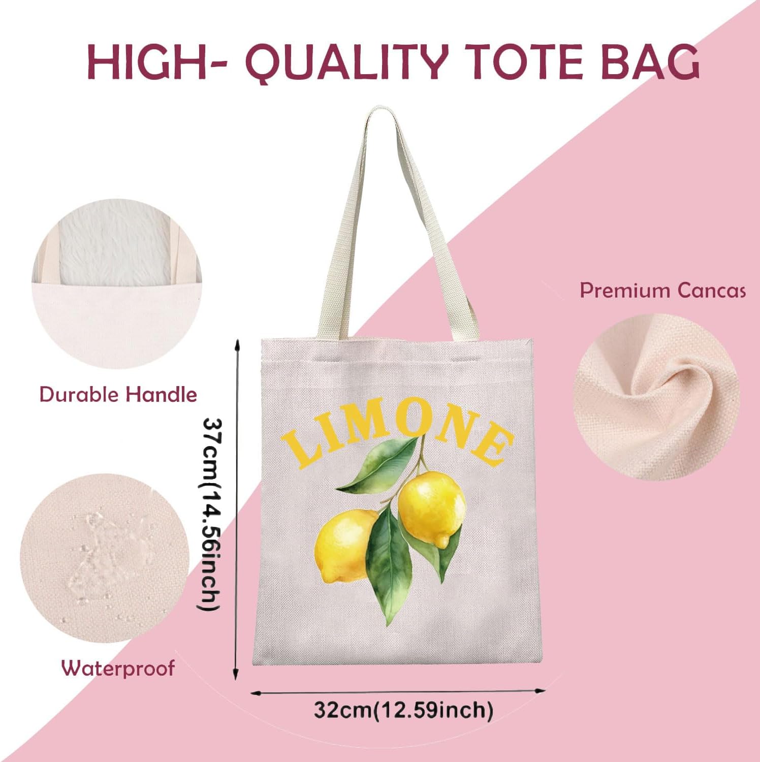 Thumbnail 2 de Italian Lemon Tote Bag – Amalfi Coast Themed Cosmetic & Accessory Tote