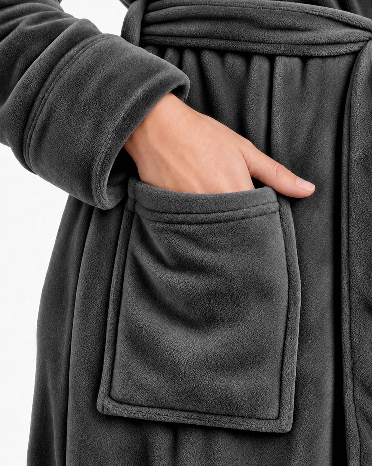 Detalle de NY Threads dameskamerjas met capuchon, zachte fleece en tailleband
