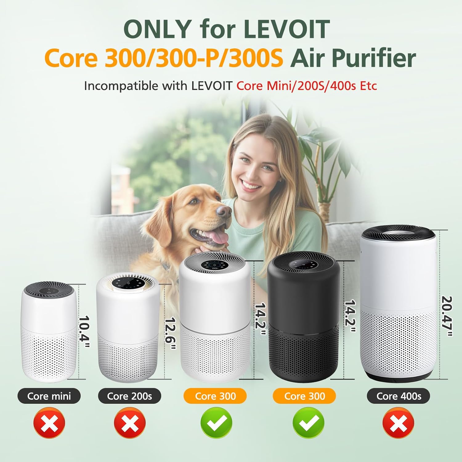 Detalle de Core 300 Pet Care Replacement Filter (Core 300-RF-PA) 2 Pack for LEVOIT Core 300 Series Air Purifiers