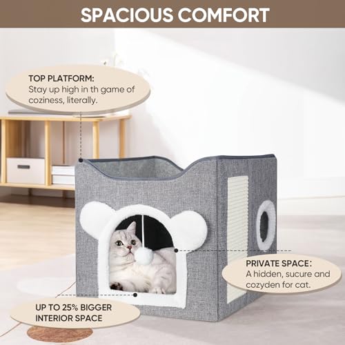 Thumbnail 1 de Furjoy Niche pour chat pliable avec 2 coussins